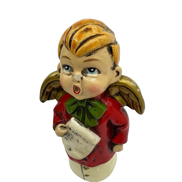 Vintage Christmas Carolers Figurines STAR Lot of 2 Hand Painted Green Red Read* - Picture 4 of 7